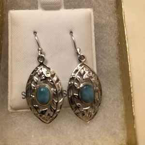 Sterling Silver and Larimar Earrings (New)